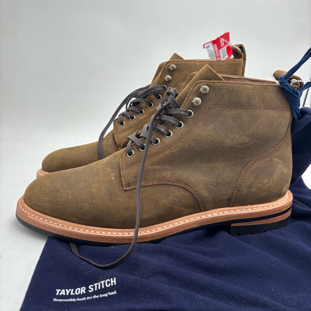 New Taylor Stitch Men’s 12.5 Golden Brown Waxed Suede The Trench Boot